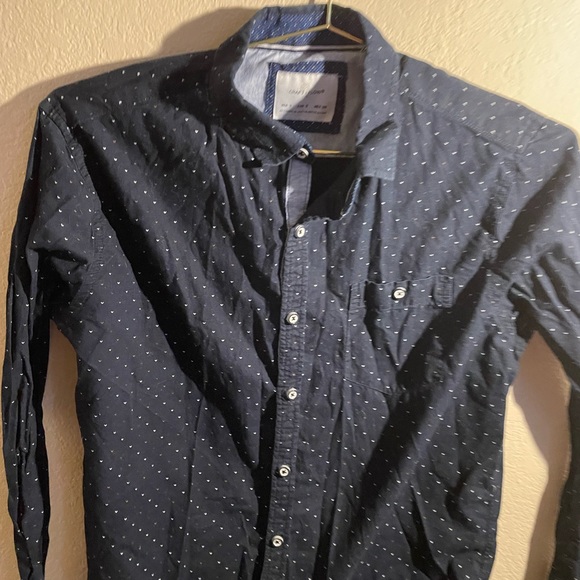 Boys craft and flow long sleeve button up dress shirt, blue, and-Size Small - Picture 2 of 4